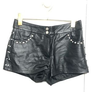 Black stud (vegan) leather shorts